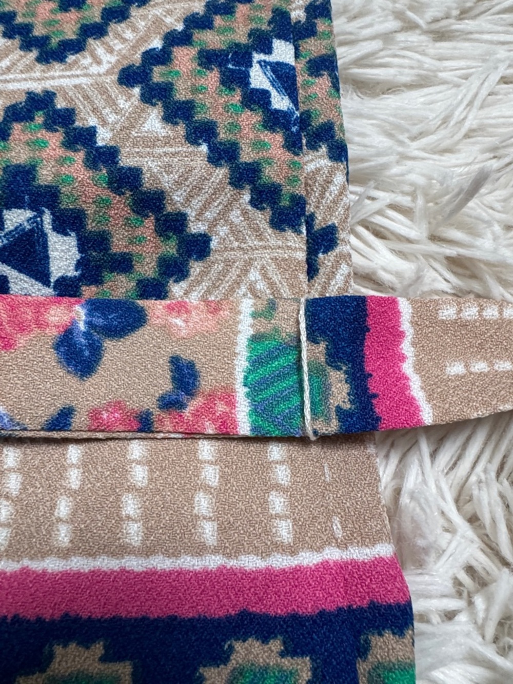 Under Skies Floral & Geometric Midi Shift Dress 💗 Beige Pink Blue & Green - Picture 14 of 16